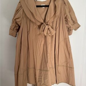 Women’s Tan Sailor-Collar Dress